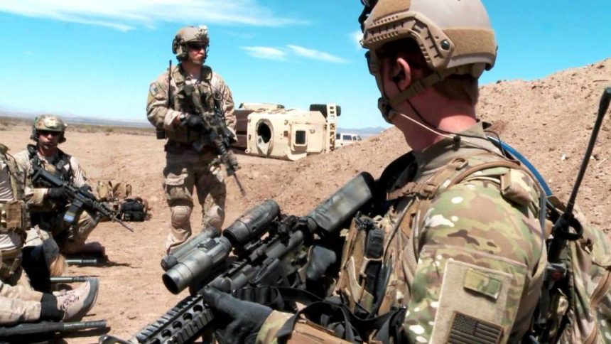 USAF Pararescue Jumbers (PJs) men on IED response