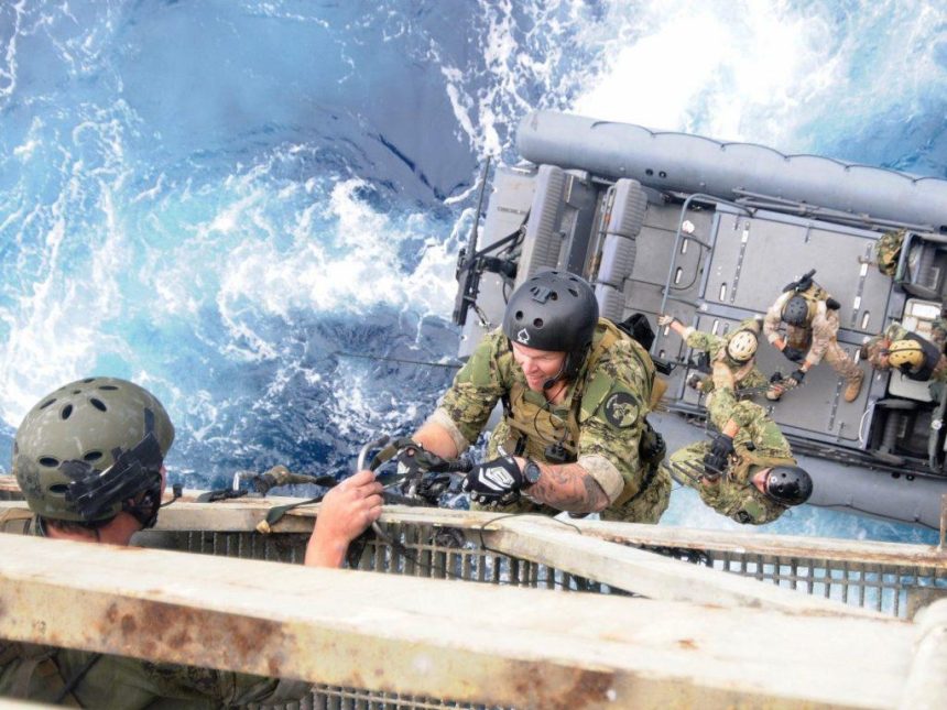 US Navy SEALs boarding ship