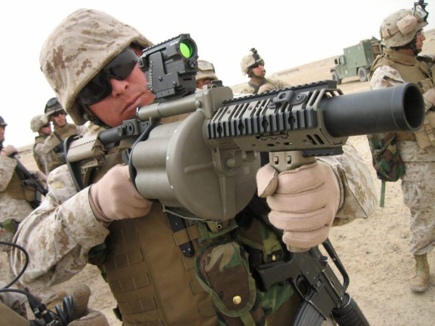 M-32 Multiple shot Grenade Launcher, an experimental six-barreled weapn that can deliver six 40 mm grenades in under three seconds.
