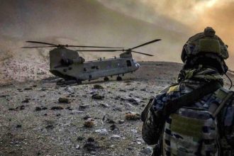 83rd Expeditionary Rescue Squadron observes a U.S. Army CH-47 Chinook