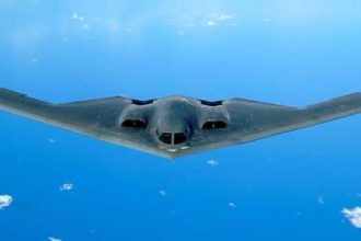 U.S. Air Force B-2 Spirit stealth bomber flying during mission