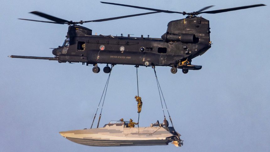 one of an MH-47 Chinook sling loading=