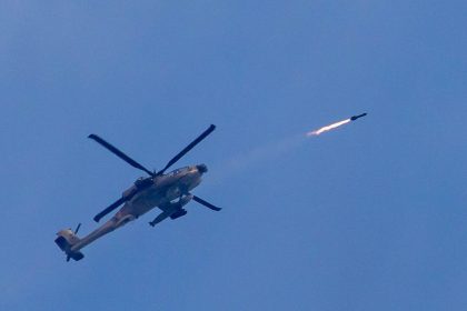 Hellfire R9X launched from Apache AH-64A helicopter