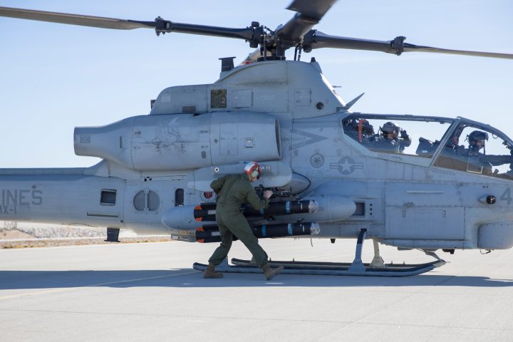 AH-1Z helicopter equipped with AGM-179 JAGM missiles