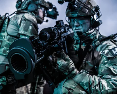 Soldier firing Carl-Gustaf M4 during live-fire exercise
