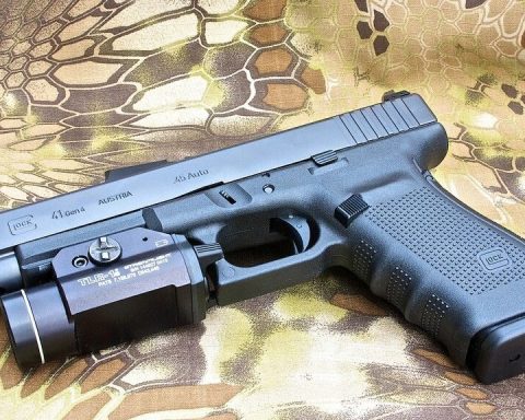 Glock 41 with light installed on rail