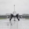 Rafale F3-R fighter jet taxiing on runway at Croatian airbase