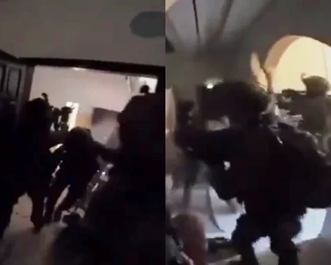 Israeli soldiers in close-quarters combat with Hamas fighters inside a Gaza residential building during urban warfare operation