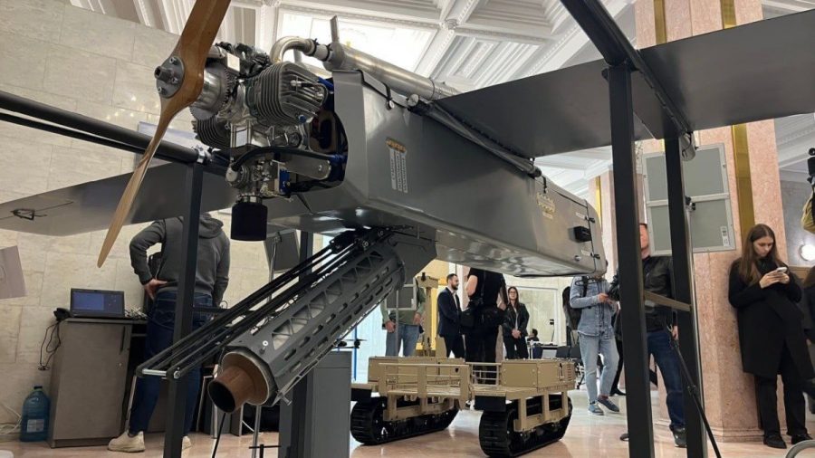 UAC FP-1 drone on display at a defense exhibition in Kyiv